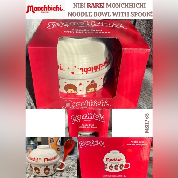 NWT! MONCHHICHI NOODLE BOWL WITH SPOON! ADORABLE! - Picture 1 of 1